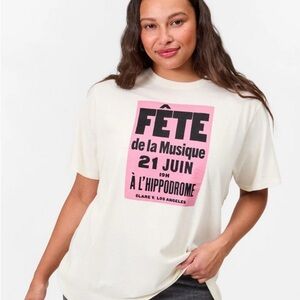 Clare V Linen Blend Graphic Tee